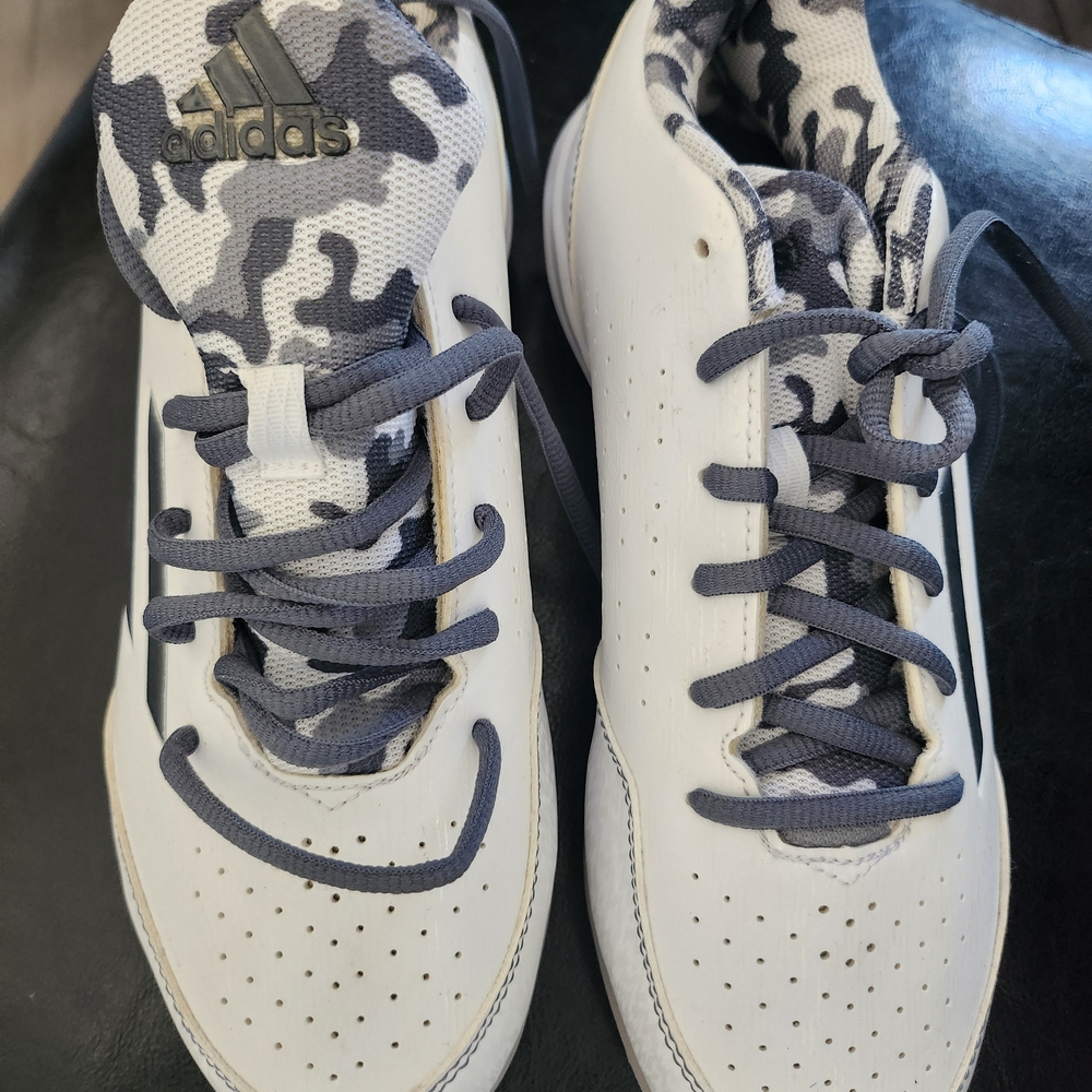 adidas White Sneakers with Gray Camo Accents